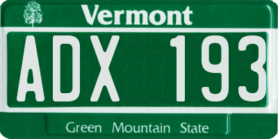 VT license plate ADX193