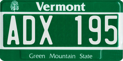 VT license plate ADX195