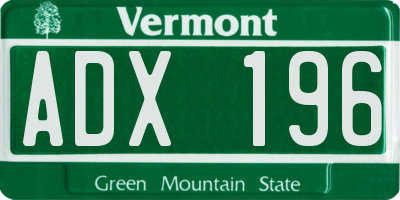 VT license plate ADX196