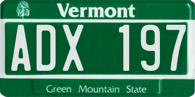 VT license plate ADX197