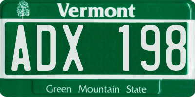 VT license plate ADX198