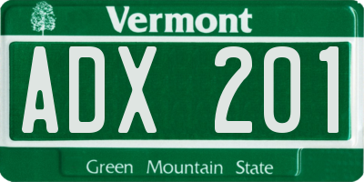 VT license plate ADX201