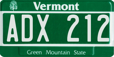 VT license plate ADX212