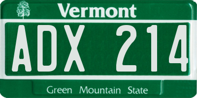 VT license plate ADX214