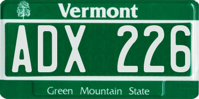 VT license plate ADX226