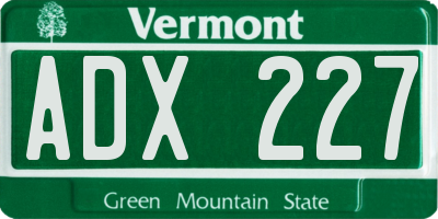 VT license plate ADX227