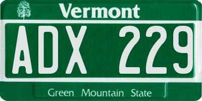 VT license plate ADX229