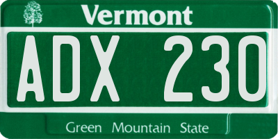 VT license plate ADX230