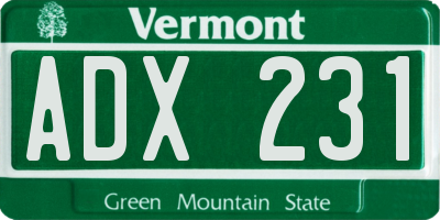 VT license plate ADX231