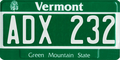 VT license plate ADX232
