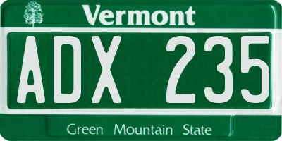 VT license plate ADX235