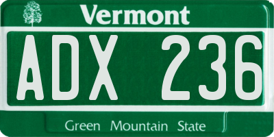 VT license plate ADX236