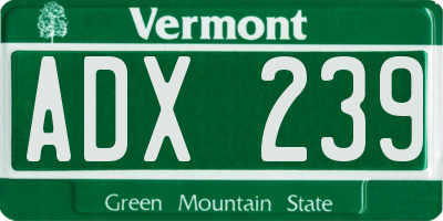 VT license plate ADX239