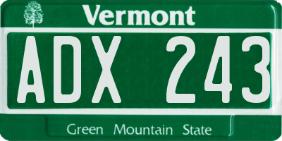 VT license plate ADX243