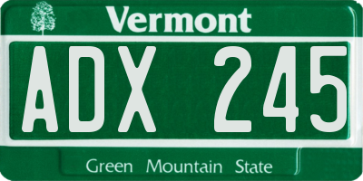 VT license plate ADX245