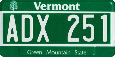 VT license plate ADX251