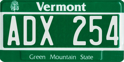 VT license plate ADX254