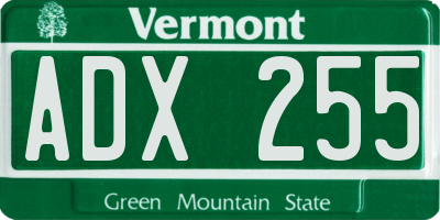 VT license plate ADX255