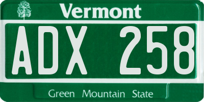 VT license plate ADX258