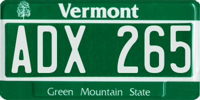 VT license plate ADX265