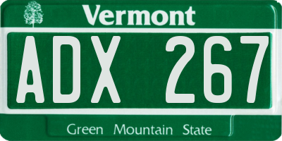 VT license plate ADX267