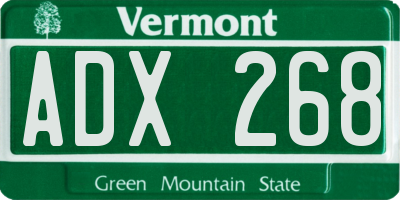 VT license plate ADX268