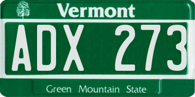 VT license plate ADX273