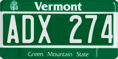 VT license plate ADX274