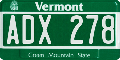 VT license plate ADX278