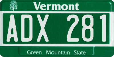 VT license plate ADX281