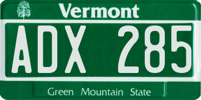 VT license plate ADX285