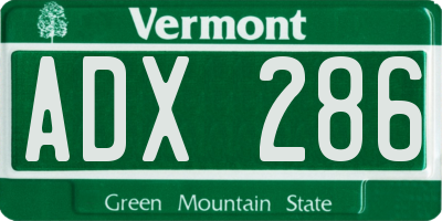 VT license plate ADX286