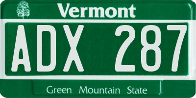 VT license plate ADX287