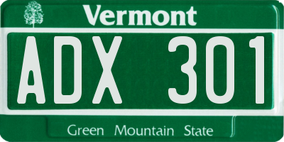 VT license plate ADX301