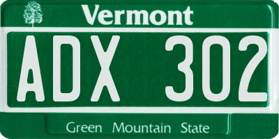 VT license plate ADX302
