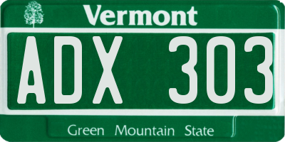 VT license plate ADX303