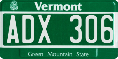VT license plate ADX306