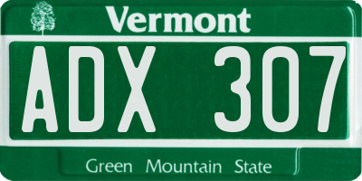 VT license plate ADX307