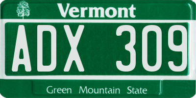 VT license plate ADX309