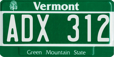 VT license plate ADX312