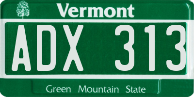 VT license plate ADX313