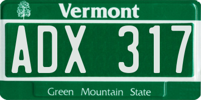 VT license plate ADX317
