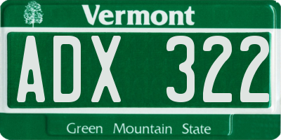 VT license plate ADX322