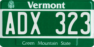 VT license plate ADX323