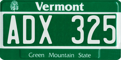 VT license plate ADX325