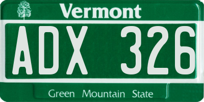 VT license plate ADX326
