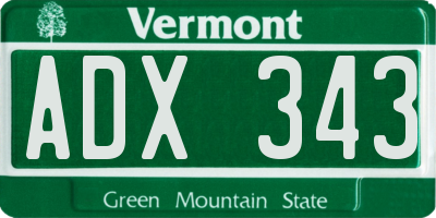 VT license plate ADX343