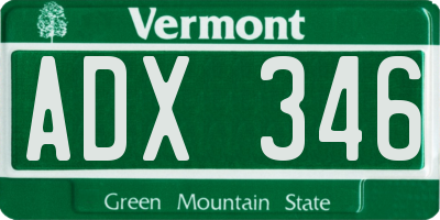 VT license plate ADX346