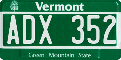 VT license plate ADX352