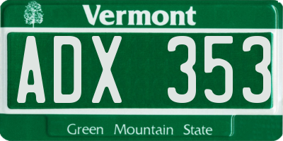 VT license plate ADX353